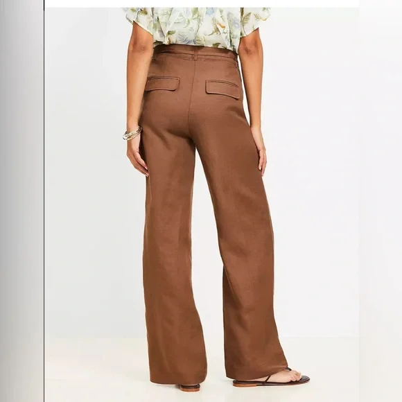Brown Loft Women's linen blend Wide-Leg Pants size 12 - Picture 3 of 3